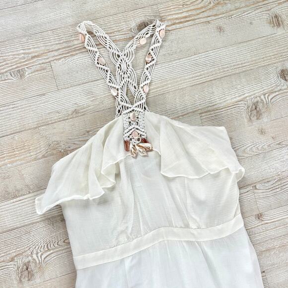 Leifsdottir Anthropologie Ardastra Gauze Shell Collar Maxi‎ Dress | White 10 - Picture 2 of 11